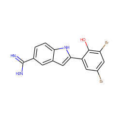 N=C(N)c1ccc2[nH]c(-c3cc(Br)cc(Br)c3O)cc2c1 ZINC000013863701