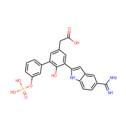 N=C(N)c1ccc2[nH]c(-c3cc(CC(=O)O)cc(-c4cccc(OP(=O)(O)O)c4)c3O)cc2c1 ZINC000026376095