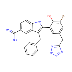 N=C(N)c1ccc2[nH]c(-c3cc(Cc4nn[nH]n4)cc(Br)c3O)c(Cc3ccccc3)c2c1 ZINC000029479752