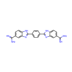 N=C(N)c1ccc2[nH]c(-c3ccc(-c4nc5cc(C(=N)N)ccc5[nH]4)cc3)nc2c1 ZINC000029466478