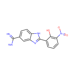 N=C(N)c1ccc2[nH]c(-c3cccc([N+](=O)[O-])c3O)nc2c1 ZINC000013863690