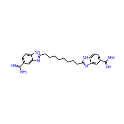 N=C(N)c1ccc2[nH]c(CCCCCCCCc3nc4cc(C(=N)N)ccc4[nH]3)nc2c1 ZINC000029471180