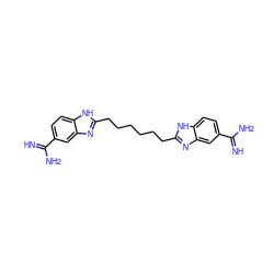 N=C(N)c1ccc2[nH]c(CCCCCCc3nc4cc(C(=N)N)ccc4[nH]3)nc2c1 ZINC000029410692