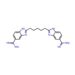 N=C(N)c1ccc2[nH]c(CCCCCc3nc4cc(C(=N)N)ccc4[nH]3)nc2c1 ZINC000029412061