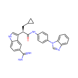 N=C(N)c1ccc2[nH]cc([C@@H](CC3CC3)C(=O)Nc3ccc(-n4cnc5ccccc54)cc3)c2c1 ZINC000014950766