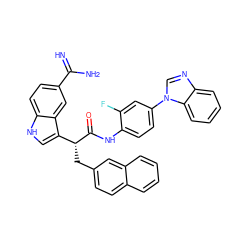 N=C(N)c1ccc2[nH]cc([C@@H](Cc3ccc4ccccc4c3)C(=O)Nc3ccc(-n4cnc5ccccc54)cc3F)c2c1 ZINC000014950784