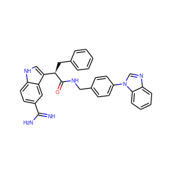 N=C(N)c1ccc2[nH]cc([C@@H](Cc3ccccc3)C(=O)NCc3ccc(-n4cnc5ccccc54)cc3)c2c1 ZINC000014950859