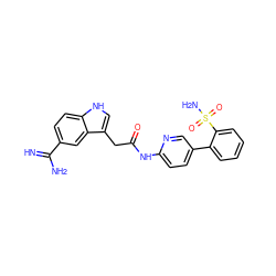 N=C(N)c1ccc2[nH]cc(CC(=O)Nc3ccc(-c4ccccc4S(N)(=O)=O)cn3)c2c1 ZINC000013835121