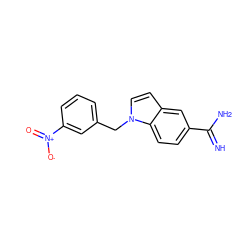 N=C(N)c1ccc2c(ccn2Cc2cccc([N+](=O)[O-])c2)c1 ZINC000026749024