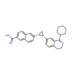 N=C(N)c1ccc2cc([C@@H]3C[C@@H]3c3ccc4c(c3)C(C3CCCCC3)=NCC4)ccc2c1 ZINC000028366621