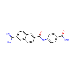 N=C(N)c1ccc2cc(C(=O)Nc3ccc(C(N)=O)cc3)ccc2c1 ZINC000013532775