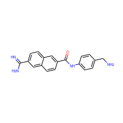 N=C(N)c1ccc2cc(C(=O)Nc3ccc(CN)cc3)ccc2c1 ZINC000002047485