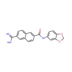 N=C(N)c1ccc2cc(C(=O)Nc3ccc4c(c3)OCO4)ccc2c1 ZINC000042920640