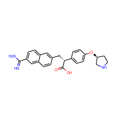 N=C(N)c1ccc2cc(C[C@@H](C(=O)O)c3ccc(O[C@H]4CCNC4)cc3)ccc2c1 ZINC000013735923