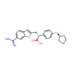 N=C(N)c1ccc2cc(C[C@@H](C(=O)O)c3ccc(O[C@H]4CCNC4)cc3)oc2c1 ZINC000013735917