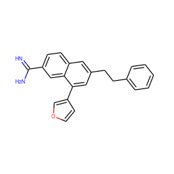 N=C(N)c1ccc2cc(CCc3ccccc3)cc(-c3ccoc3)c2c1 ZINC000028362317