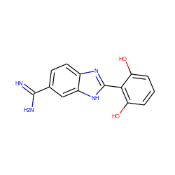 N=C(N)c1ccc2nc(-c3c(O)cccc3O)[nH]c2c1 ZINC000013863697