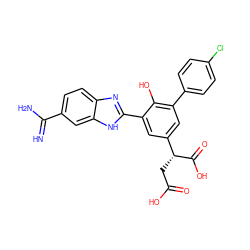 N=C(N)c1ccc2nc(-c3cc([C@@H](CC(=O)O)C(=O)O)cc(-c4ccc(Cl)cc4)c3O)[nH]c2c1 ZINC000014957034