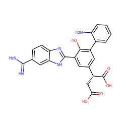 N=C(N)c1ccc2nc(-c3cc([C@@H](CC(=O)O)C(=O)O)cc(-c4ccccc4N)c3O)[nH]c2c1 ZINC000006061812