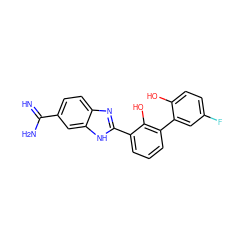 N=C(N)c1ccc2nc(-c3cccc(-c4cc(F)ccc4O)c3O)[nH]c2c1 ZINC000034804671