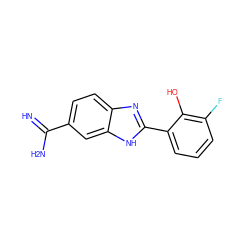 N=C(N)c1ccc2nc(-c3cccc(F)c3O)[nH]c2c1 ZINC000013863691