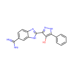 N=C(N)c1ccc2nc(-c3n[nH]c(-c4ccccc4)c3O)[nH]c2c1 ZINC000016052038