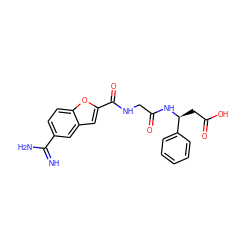 N=C(N)c1ccc2oc(C(=O)NCC(=O)N[C@@H](CC(=O)O)c3ccccc3)cc2c1 ZINC000013776130