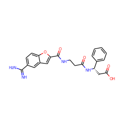 N=C(N)c1ccc2oc(C(=O)NCCC(=O)N[C@@H](CC(=O)O)c3ccccc3)cc2c1 ZINC000013776134