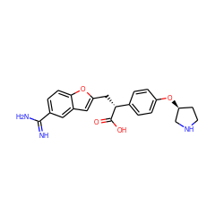 N=C(N)c1ccc2oc(C[C@@H](C(=O)O)c3ccc(O[C@H]4CCNC4)cc3)cc2c1 ZINC000013735911