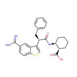 N=C(N)c1ccc2scc([C@@H](Cc3ccccc3)C(=O)N[C@H]3CCCC[C@H]3C(=O)O)c2c1 ZINC000014951064