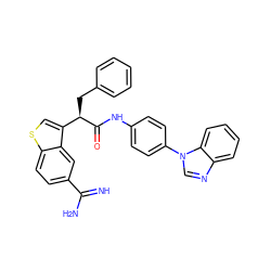 N=C(N)c1ccc2scc([C@@H](Cc3ccccc3)C(=O)Nc3ccc(-n4cnc5ccccc54)cc3)c2c1 ZINC000014950894