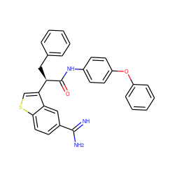 N=C(N)c1ccc2scc([C@@H](Cc3ccccc3)C(=O)Nc3ccc(Oc4ccccc4)cc3)c2c1 ZINC000014950958