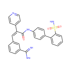 N=C(N)c1cccc(/C=C(\C(=O)Nc2ccc(-c3ccccc3S(N)(=O)=O)cc2)c2ccncc2)c1 ZINC000029323844