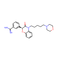 N=C(N)c1cccc([C@@H]2Oc3ccccc3N(CCCCCN3CCOCC3)C2=O)c1 ZINC000012355160