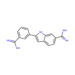 N=C(N)c1cccc(-c2cc3ccc(C(=N)N)cc3[nH]2)c1 ZINC000027877302