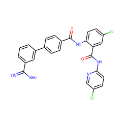 N=C(N)c1cccc(-c2ccc(C(=O)Nc3ccc(Cl)cc3C(=O)Nc3ccc(Cl)cn3)cc2)c1 ZINC000028101325