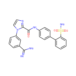 N=C(N)c1cccc(-n2ccnc2C(=O)Nc2ccc(-c3ccccc3S(N)(=O)=O)cc2)c1 ZINC000027714909