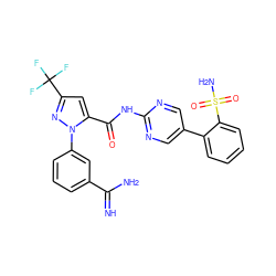 N=C(N)c1cccc(-n2nc(C(F)(F)F)cc2C(=O)Nc2ncc(-c3ccccc3S(N)(=O)=O)cn2)c1 ZINC000027646806