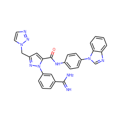 N=C(N)c1cccc(-n2nc(Cn3ccnn3)cc2C(=O)Nc2ccc(-n3cnc4ccccc43)cc2)c1 ZINC000014950706