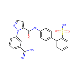 N=C(N)c1cccc(-n2nccc2C(=O)Nc2ccc(-c3ccccc3S(N)(=O)=O)cc2)c1 ZINC000013861910