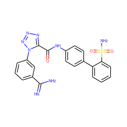 N=C(N)c1cccc(-n2nnnc2C(=O)Nc2ccc(-c3ccccc3S(N)(=O)=O)cc2)c1 ZINC000013487238