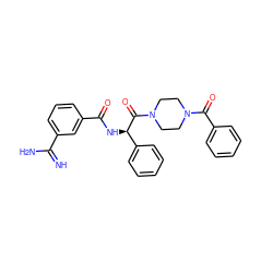 N=C(N)c1cccc(C(=O)N[C@@H](C(=O)N2CCN(C(=O)c3ccccc3)CC2)c2ccccc2)c1 ZINC000027763805