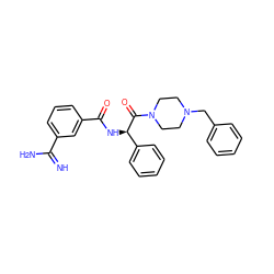 N=C(N)c1cccc(C(=O)N[C@@H](C(=O)N2CCN(Cc3ccccc3)CC2)c2ccccc2)c1 ZINC000027763821