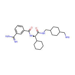 N=C(N)c1cccc(C(=O)N[C@@H](C(=O)NCC2CCC(CN)CC2)C2CCCCC2)c1 ZINC000027855722