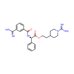 N=C(N)c1cccc(C(=O)N[C@@H](C(=O)OCCC2CCN(C(=N)N)CC2)c2ccccc2)c1 ZINC000013558699