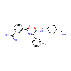 N=C(N)c1cccc(C(=O)N[C@H](C(=O)NCC2CCC(CN)CC2)c2cccc(Cl)c2)c1 ZINC000027848351