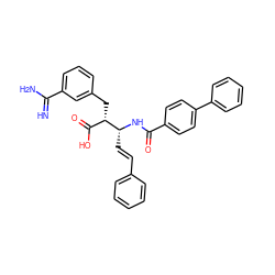 N=C(N)c1cccc(C[C@@H](C(=O)O)[C@@H](/C=C/c2ccccc2)NC(=O)c2ccc(-c3ccccc3)cc2)c1 ZINC000013777693