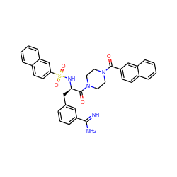 N=C(N)c1cccc(C[C@@H](NS(=O)(=O)c2ccc3ccccc3c2)C(=O)N2CCN(C(=O)c3ccc4ccccc4c3)CC2)c1 ZINC000026837210