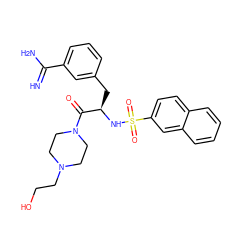 N=C(N)c1cccc(C[C@@H](NS(=O)(=O)c2ccc3ccccc3c2)C(=O)N2CCN(CCO)CC2)c1 ZINC000013765414