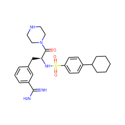 N=C(N)c1cccc(C[C@H](NS(=O)(=O)c2ccc(C3CCCCC3)cc2)C(=O)N2CCNCC2)c1 ZINC000034689212